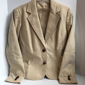 Vintage Wool blend structured blazer fitted waist belted back size 7/8